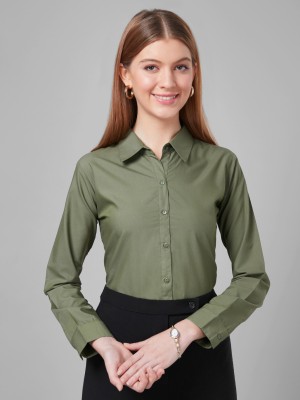 Style Quotient Women Solid Casual Green Shirt