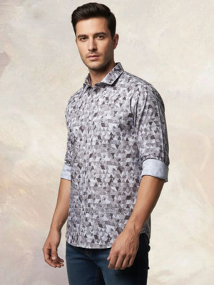 Sindon Rui Fashion Men Graphic Print Casual Brown Shirt