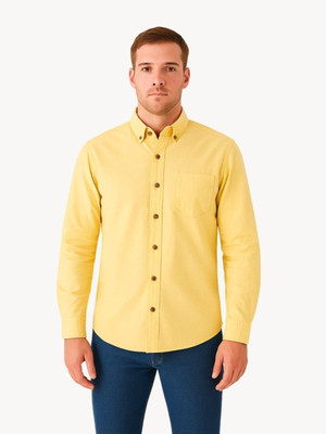 Pepe Jeans Men Solid Casual Yellow Shirt