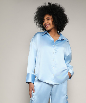 CAMPUS SUTRA Women Solid Casual Light Blue Shirt