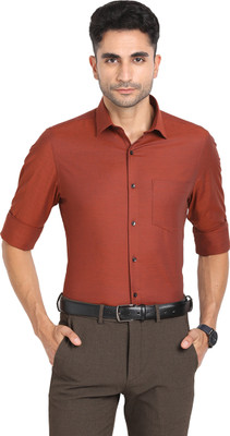 TURTLE Men Solid Formal Red Shirt