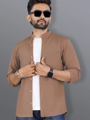 VeBNoR Men Self Design Casual Brown Shirt