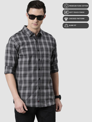 METRONAUT Men Checkered Casual Black, Grey Shirt