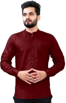 JILANI TRADERS Men Solid Casual Maroon Shirt