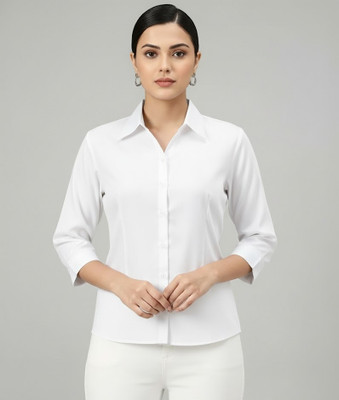 Prieto Women Solid Formal Dark Blue Shirt