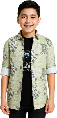 CAVIO Boys Printed Casual Yellow Shirt
