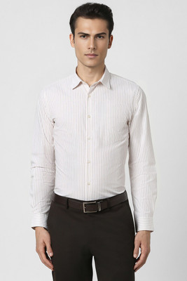 PETER ENGLAND Men Striped Formal White, Grey Shirt
