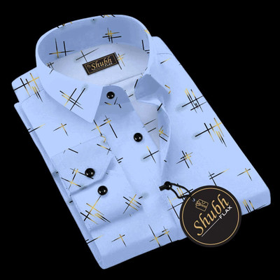 SHUBHFLAX Men Printed Casual Blue Shirt