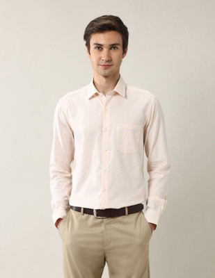 ARROW Men Solid Formal Orange Shirt