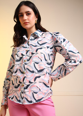 INNAYARA Women Printed Casual White Shirt