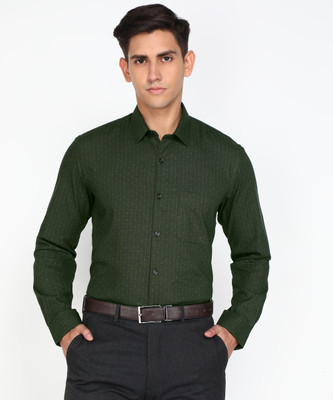 PETER ENGLAND Men Checkered Formal Dark Green Shirt