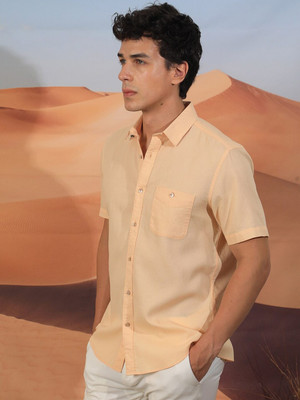 RARE RABBIT Men Solid Casual Orange Shirt