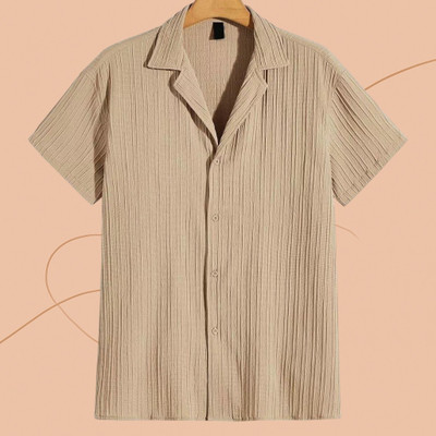NitaCollection Men Solid Casual Gold Shirt
