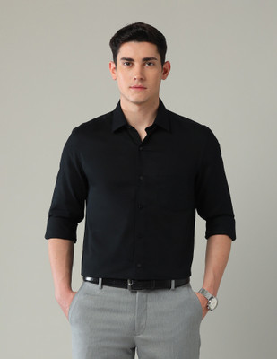 ARROW Men Self Design Formal Black Shirt