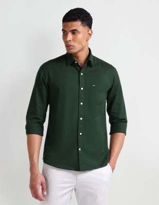 Arrow Sport Men Solid Casual Green Shirt