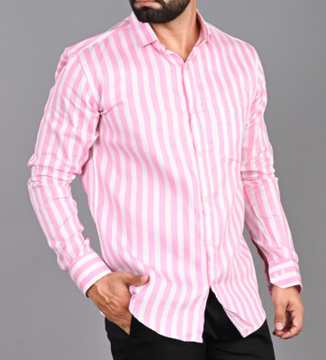 FUBAR Men Solid Casual Pink, White Shirt