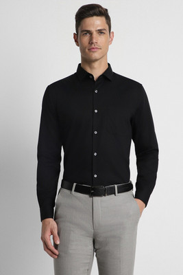 PETER ENGLAND Men Solid Formal Black Shirt
