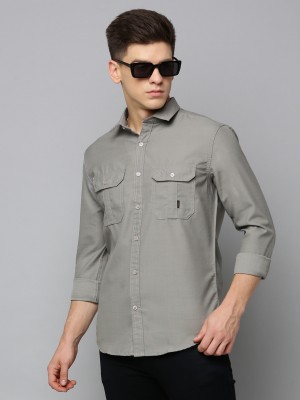 Showoff Men Solid Casual Grey Shirt