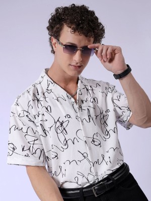 The Indian Garage Co. Men Printed Casual White, Black Shirt