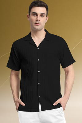 A Dearise Trend Men Self Design Casual Black Shirt