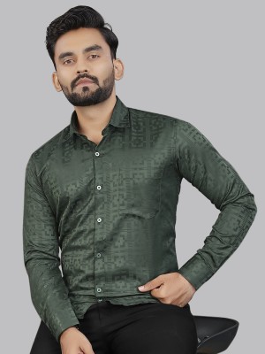 METRONAUT Men Self Design Casual Dark Green Shirt