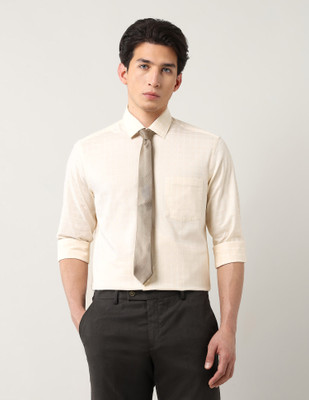 ARROW Men Checkered Formal Beige Shirt