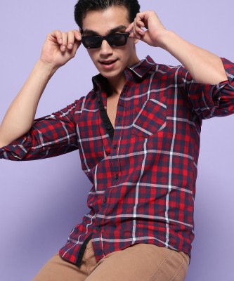 CAMPUS SUTRA Men Checkered Casual Maroon Shirt