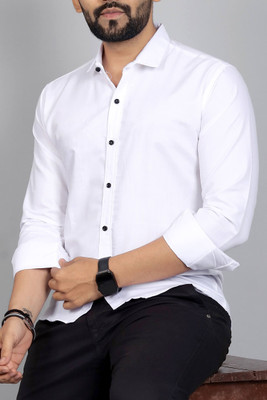Qlonz Store Men Solid Casual White Shirt