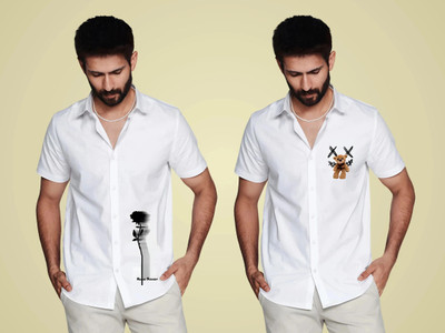 ASHIMA FAB TEX Men Solid Casual White Shirt(Pack of 2)