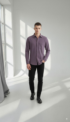 Dhakre fashion Men Self Design Casual Purple Shirt