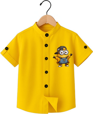 TycoonShop Boys Graphic Print Casual Yellow Shirt