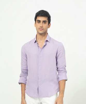 RARE RABBIT Men Solid Casual Purple Shirt