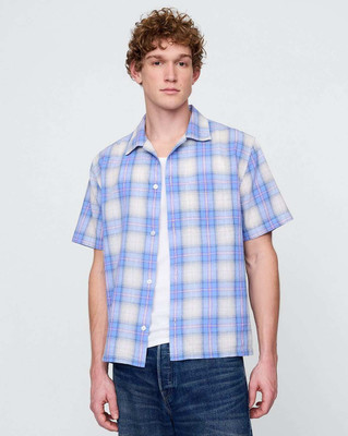 GAP Men Checkered Casual Blue Shirt