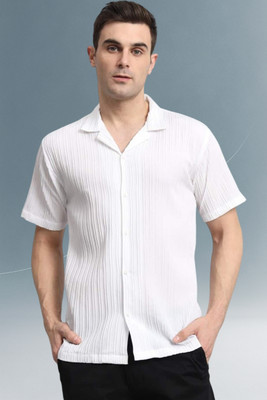 A Dearise Trend Men Self Design Casual White Shirt