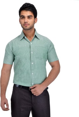 DESHBANDHU KHADI Men Solid Formal Green Shirt