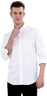 HOC Men Self Design Casual White Shirt