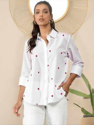 PP PRODUCTIONS Women Embroidered Casual White Shirt