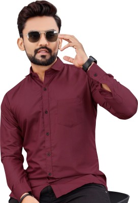 Khushi Creation Men Solid Casual Maroon Shirt