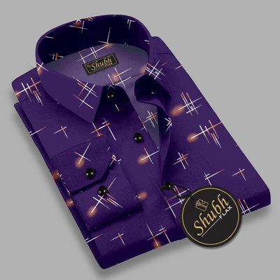 SHUBHFLAX Men Printed Formal Purple Shirt