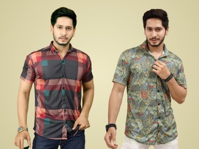 TEMUK Men Printed Casual Multicolor Shirt(Pack of 2)