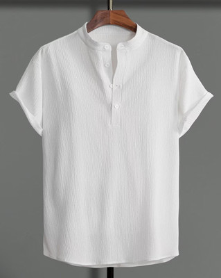HouseOfCommon Men Solid Straight Kurta(White)