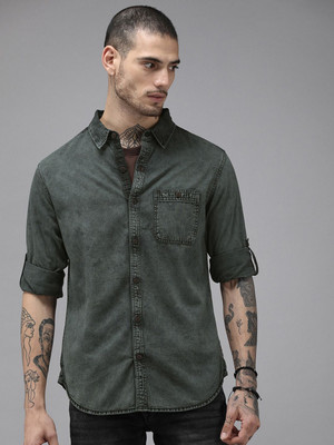 Roadster Men Solid Casual Black Shirt