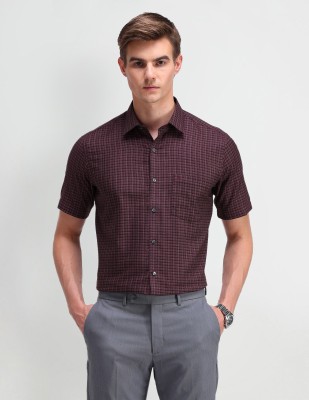 ARROW Men Checkered Formal Maroon Shirt