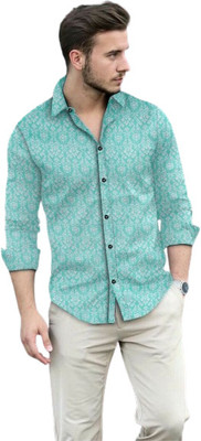 ALVIN ENTERPRISE Men Printed Casual Light Green Shirt