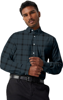 TANISHA FASHION Men Checkered Casual Dark Green Shirt