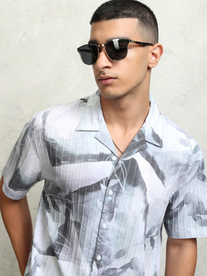 HIGHLANDER Men Printed Casual Grey Shirt