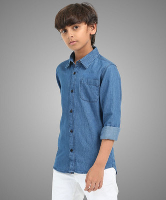 ROCKET SCIENCE Boys Solid Casual Blue Shirt