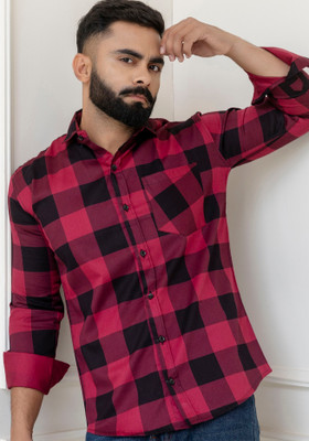 Surhi Men Checkered Casual Red Shirt