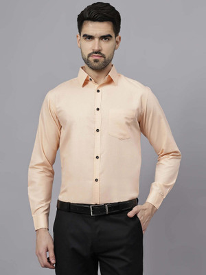 Navkanj Men Solid Formal Orange Shirt