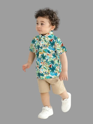 Prachi Creation Boys Printed Casual Green Shirt